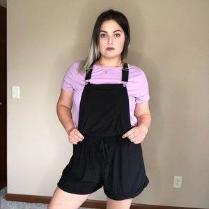 Black Tie-Waist Overalls